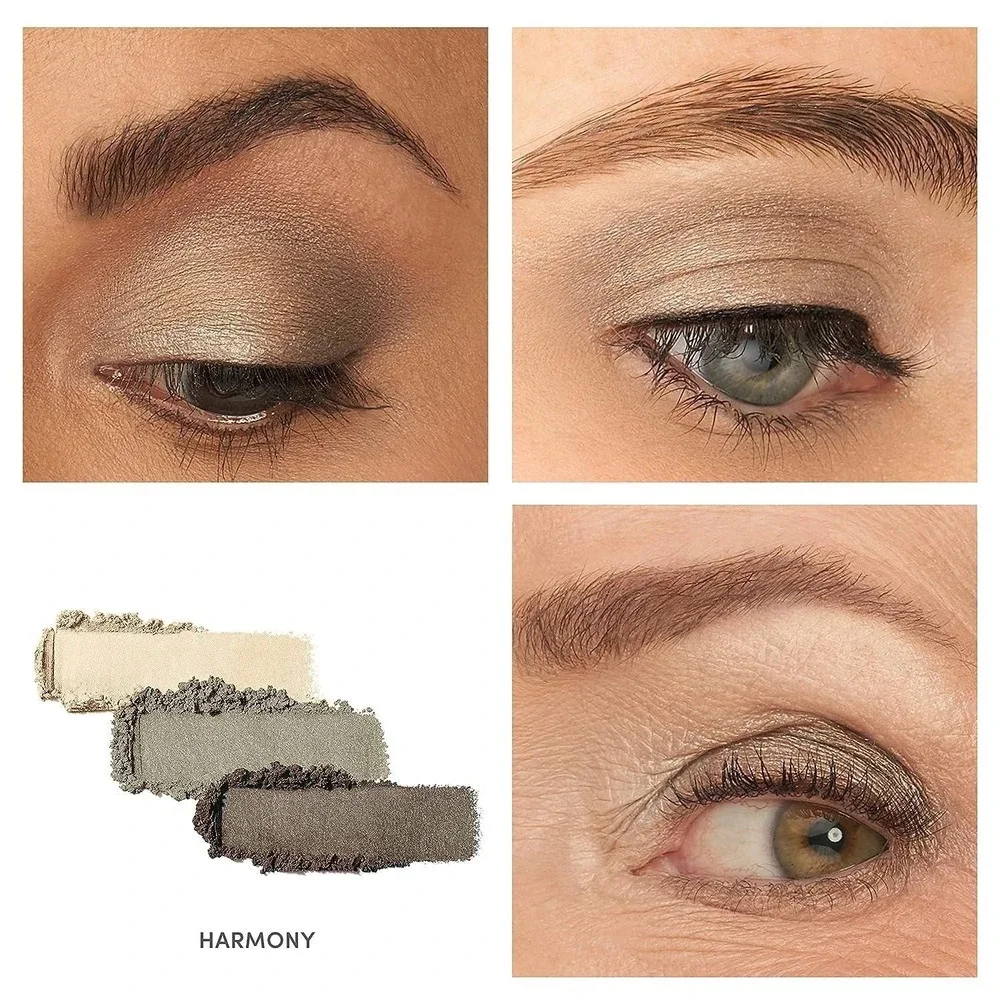 Jane Iredale PurePressed Eye Shadow Trio Harmony NEW Shimmery Pearl Green Khaki